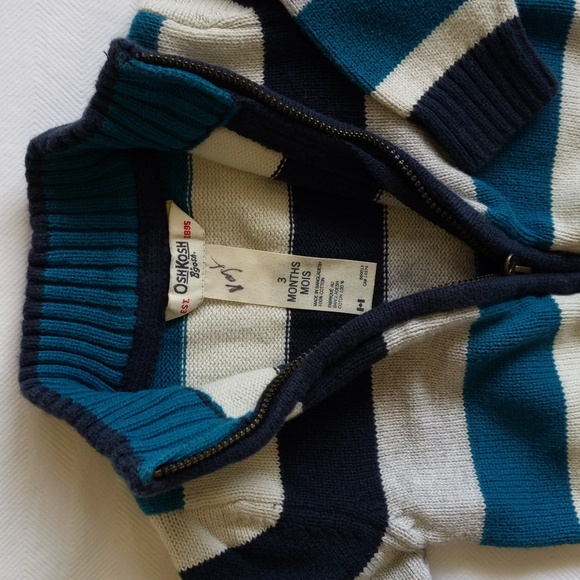 oshkosh b'gosh vestbak denim overalls & striped sweater bundle 3 months baby - Picture 10 of 12